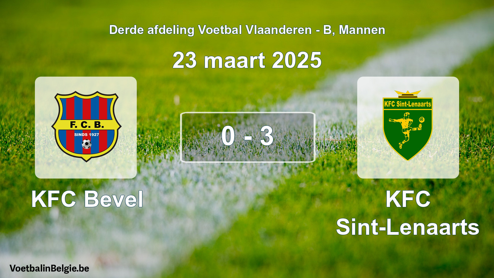 Gespeelde wedstrijd mannenvoetbal: KFC Bevel - KFC Sint-Lenaarts 0 - 3 (23 maart 2025)