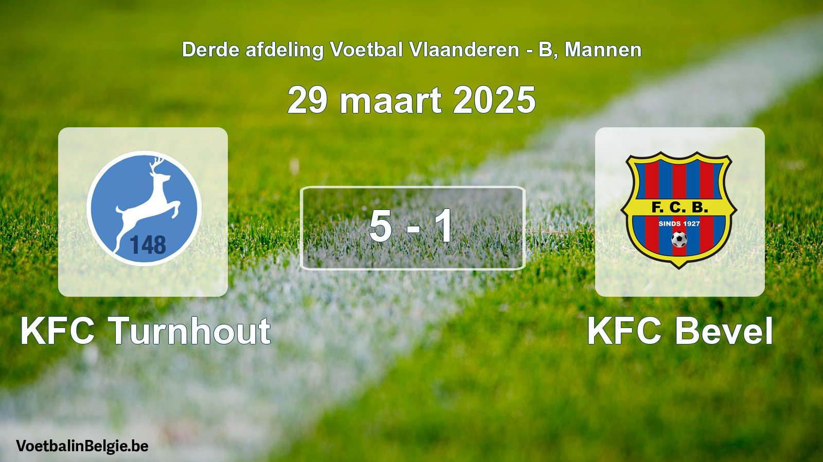 Gespeelde wedstrijd mannenvoetbal: KFC Turnhout - KFC Bevel 5 - 1 (29 maart 2025)