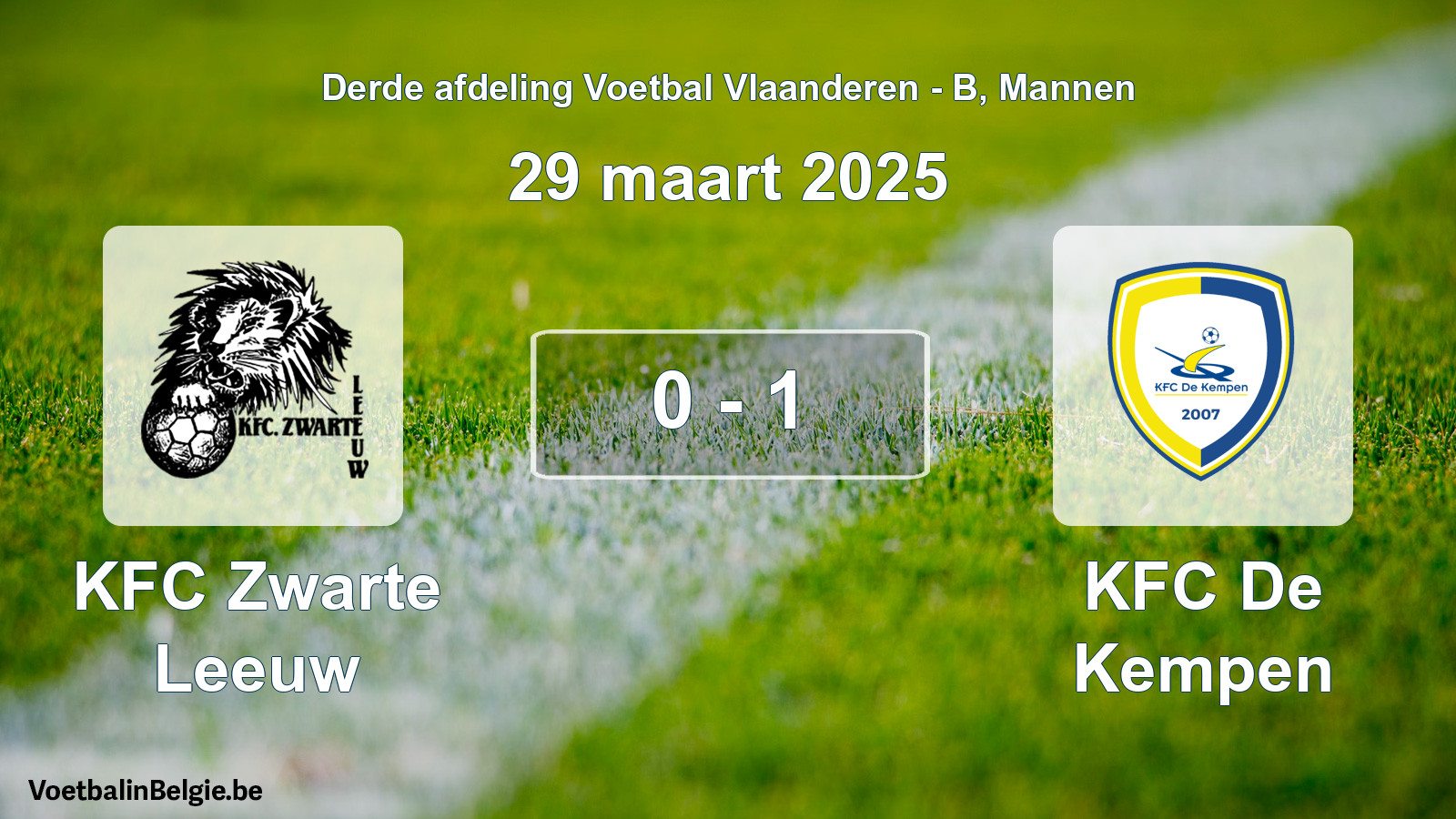 Gespeelde wedstrijd mannenvoetbal: KFC Zwarte Leeuw - KFC De Kempen 0 - 1 (29 maart 2025)