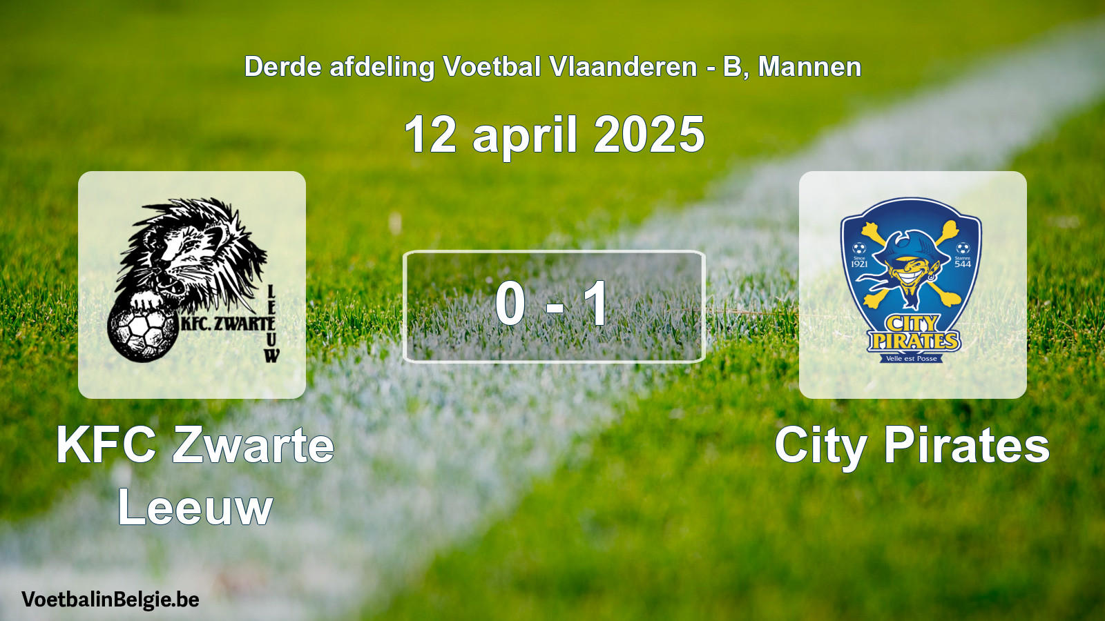 Gespeelde wedstrijd mannenvoetbal: KFC Zwarte Leeuw - City Pirates 0 - 1 (12 april 2025)