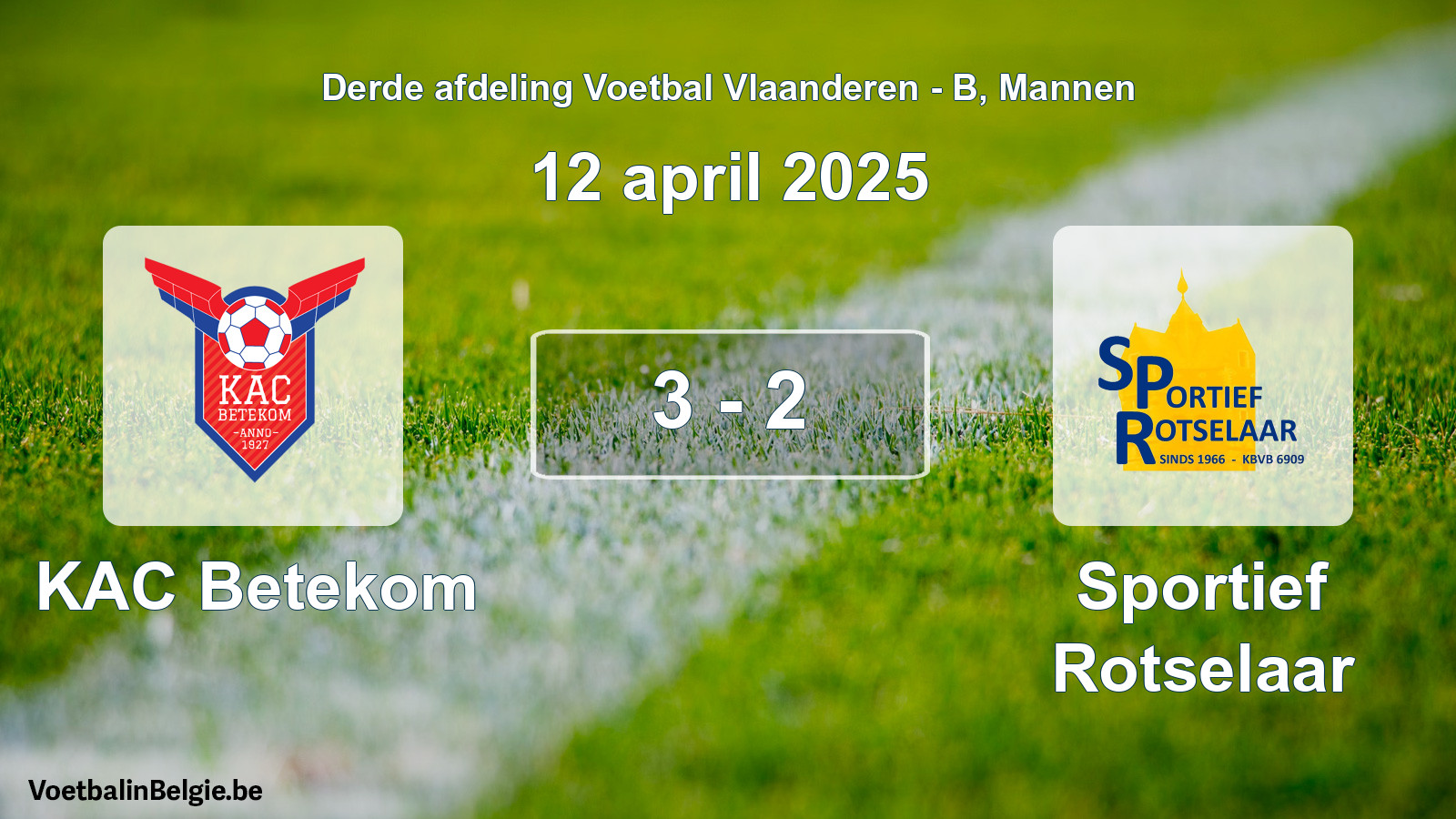 Gespeelde wedstrijd mannenvoetbal: KAC Betekom - Sportief Rotselaar 3 - 2 (12 april 2025)