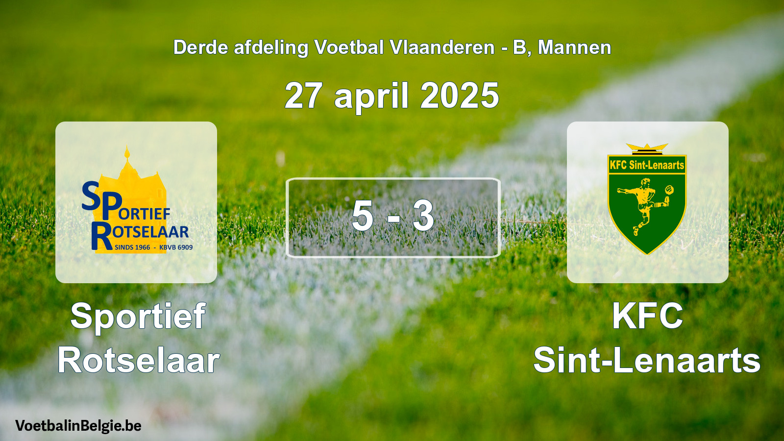 Gespeelde wedstrijd mannenvoetbal: Sportief Rotselaar - KFC Sint-Lenaarts 5 - 3 (27 april 2025)