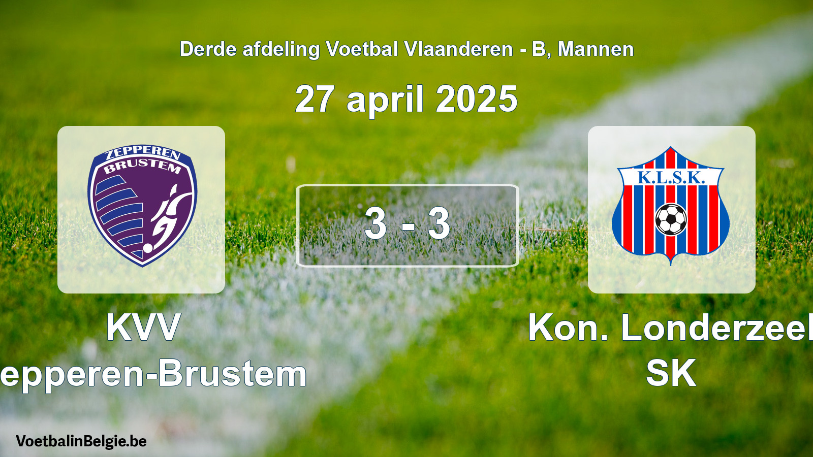 Gespeelde wedstrijd mannenvoetbal: KVV Zepperen-Brustem - Kon. Londerzeel SK 3 - 3 (27 april 2025)