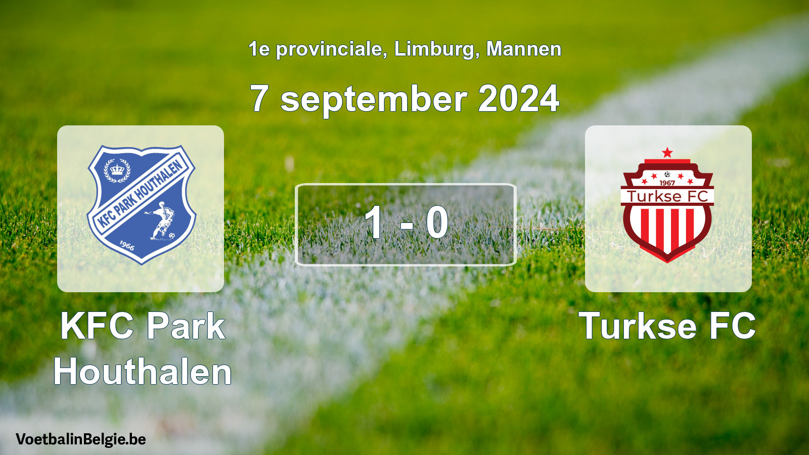 Gespeelde wedstrijd mannenvoetbal: KFC Park Houthalen - Turkse FC 1 - 0 (7 september 2024)