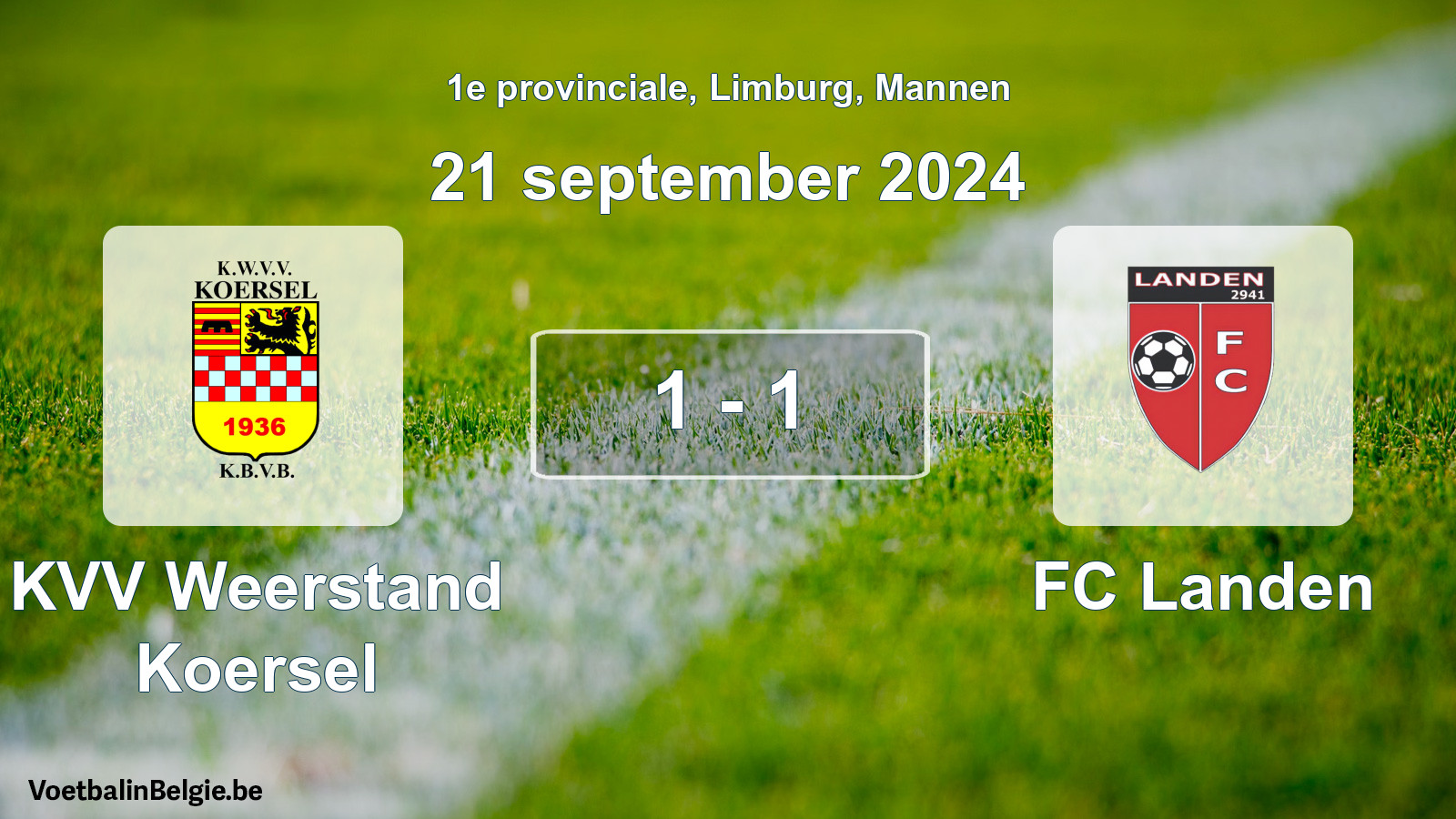 Played match men football: KVV Weerstand Koersel - FC Landen 1 - 1 (21 September 2024)