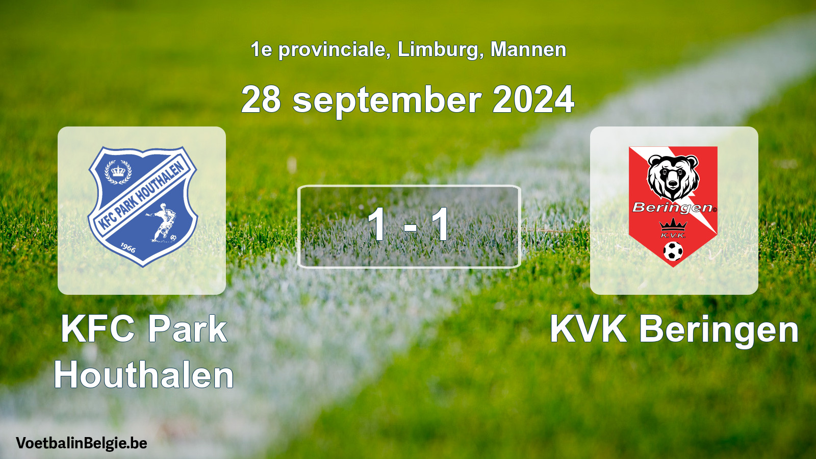Gespeelde wedstrijd mannenvoetbal: KFC Park Houthalen - KVK Beringen 1 - 1 (28 september 2024)