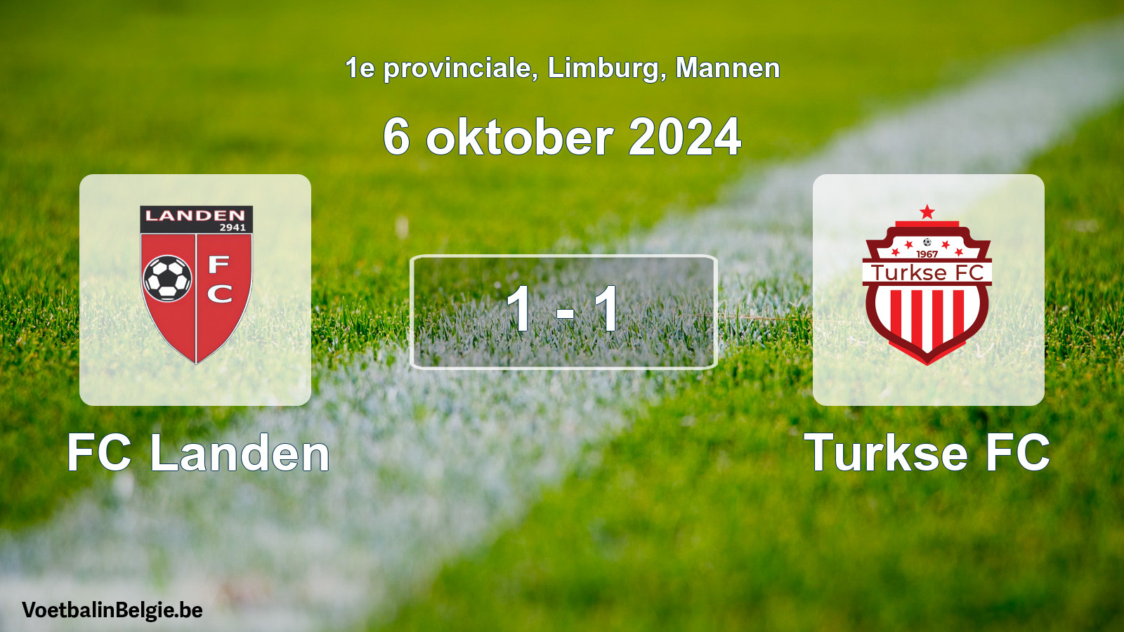 Gespeelde wedstrijd mannenvoetbal: FC Landen - Turkse FC 1 - 1 (6 oktober 2024)
