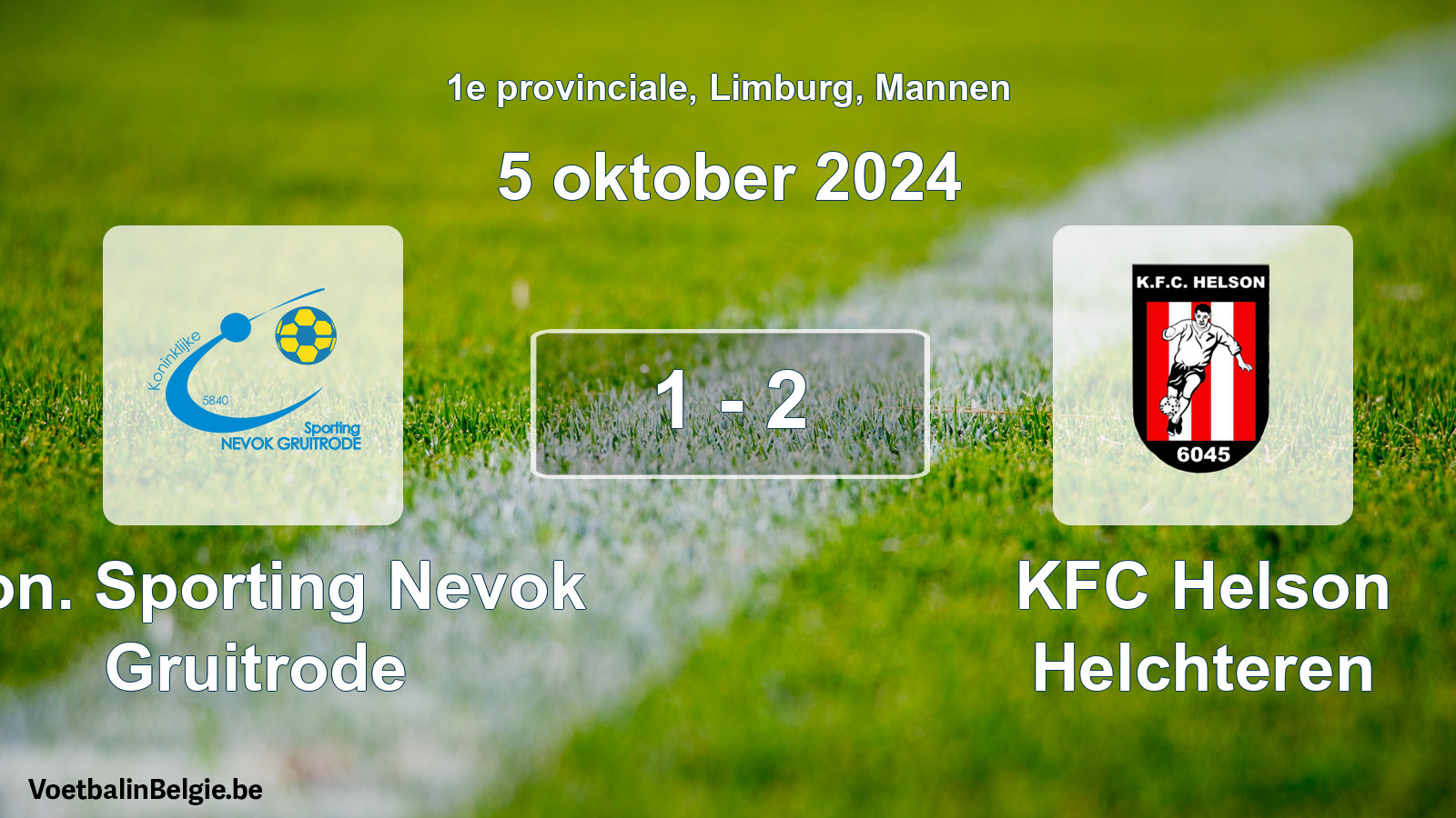Gespeelde wedstrijd mannenvoetbal: Kon. Sporting Nevok Gruitrode - KFC Helson Helchteren 1 - 2 (5 oktober 2024)