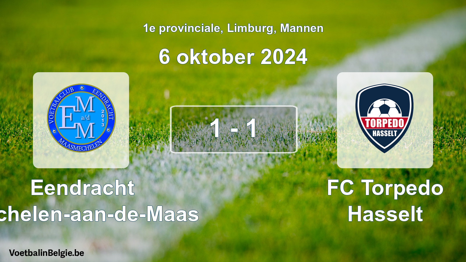 Gespeelde wedstrijd mannenvoetbal: Eendracht Mechelen-aan-de-Maas - FC Torpedo Hasselt 1 - 1 (6 oktober 2024)