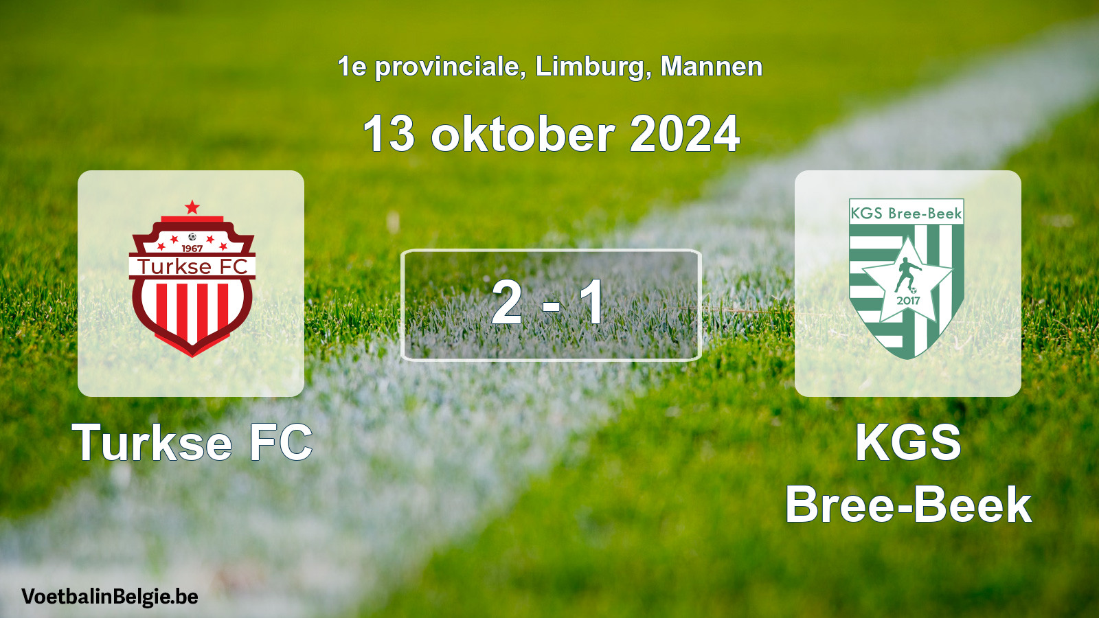 Gespeelde wedstrijd mannenvoetbal: Turkse FC - KGS Bree-Beek 2 - 1 (13 oktober 2024)