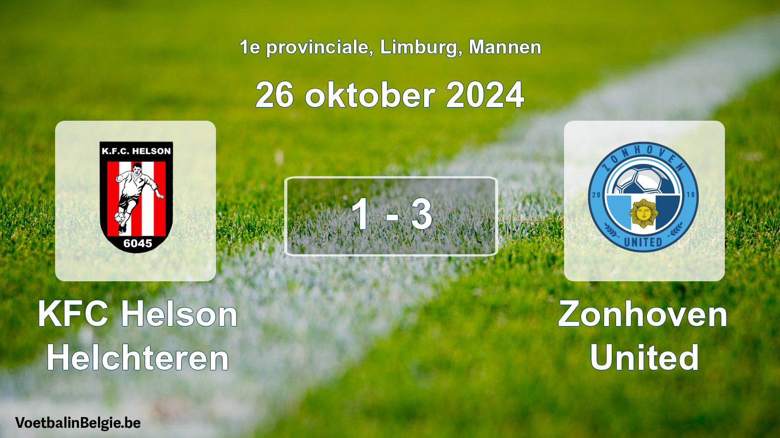 Gespeelde wedstrijd mannenvoetbal: KFC Helson Helchteren - Zonhoven United 1 - 3 (26 oktober 2024)
