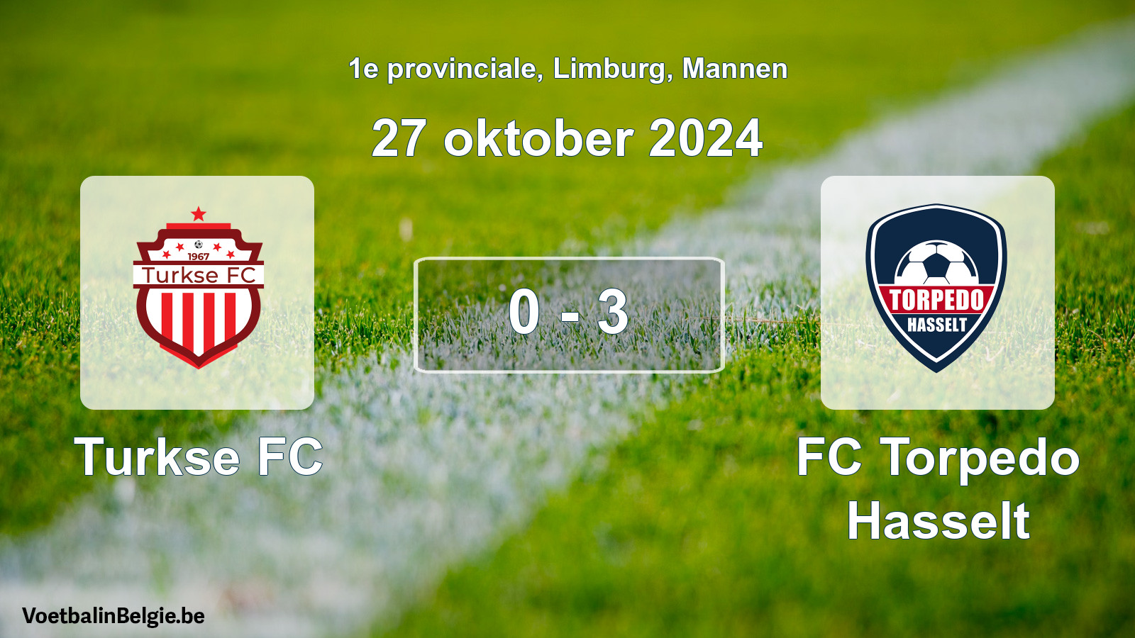 Gespeelde wedstrijd mannenvoetbal: Turkse FC - FC Torpedo Hasselt 0 - 3 (27 oktober 2024)