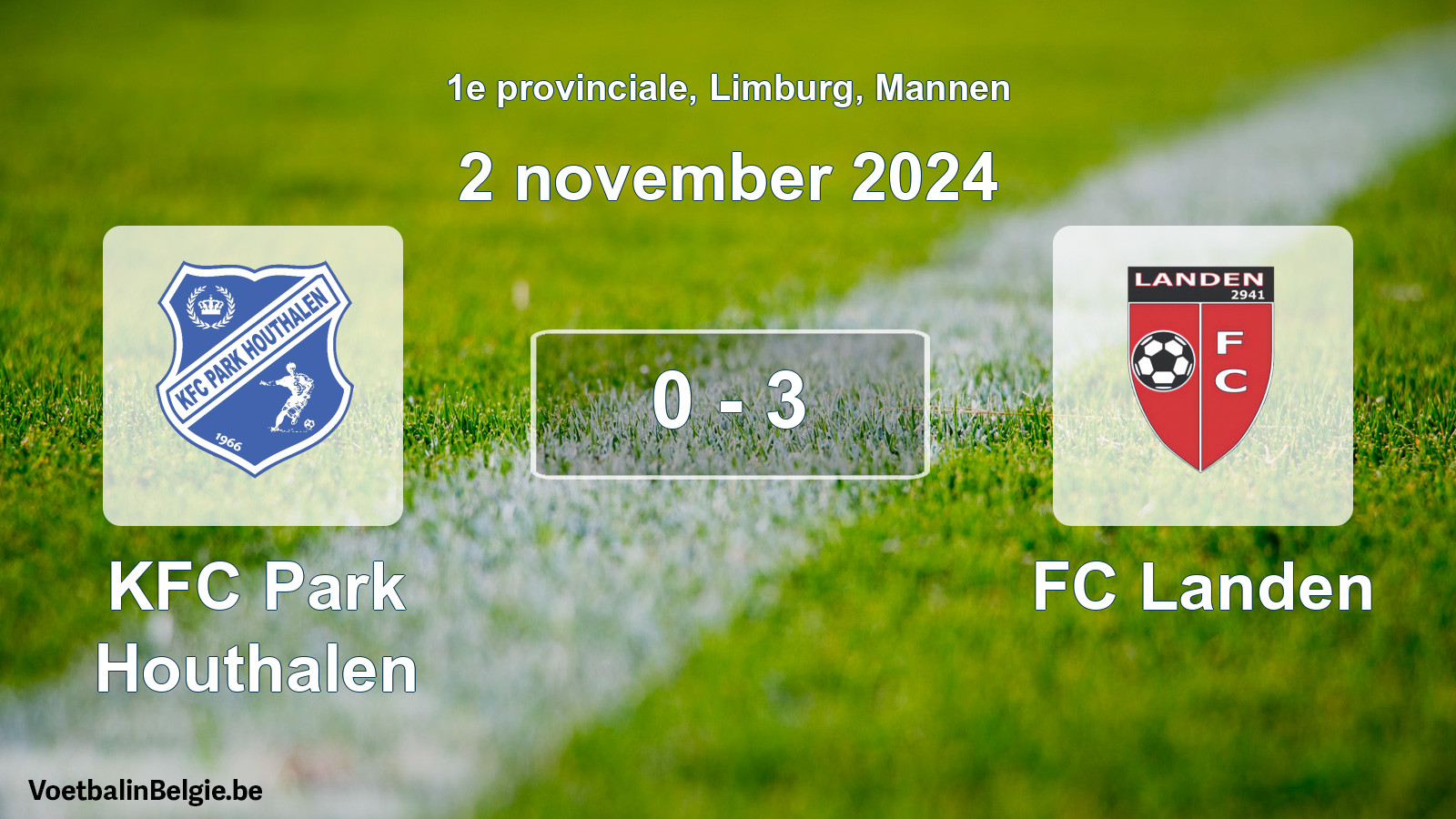 Gespeelde wedstrijd mannenvoetbal: KFC Park Houthalen - FC Landen 0 - 3 (2 november 2024)