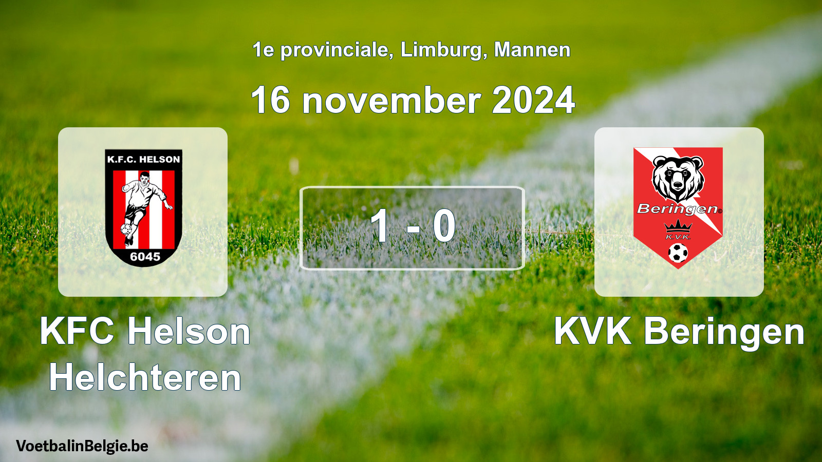 Gespeelde wedstrijd mannenvoetbal: KFC Helson Helchteren - KVK Beringen 1 - 0 (16 november 2024)