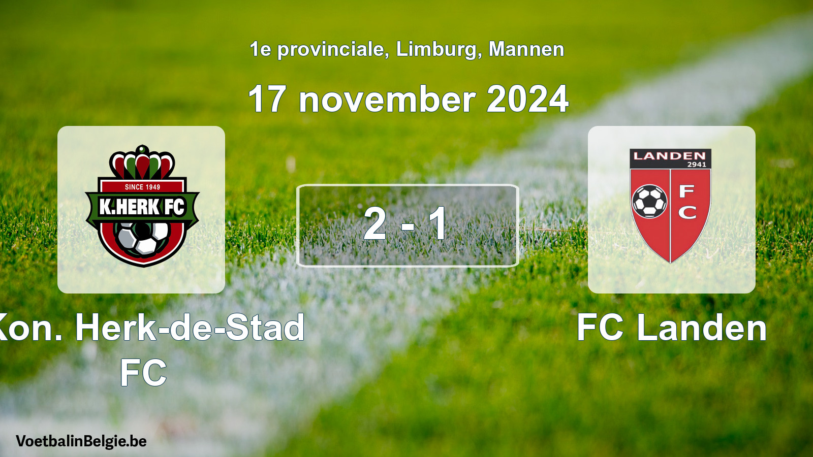 Gespeelde wedstrijd mannenvoetbal: Kon. Herk-de-Stad FC - FC Landen 2 - 1 (17 november 2024)