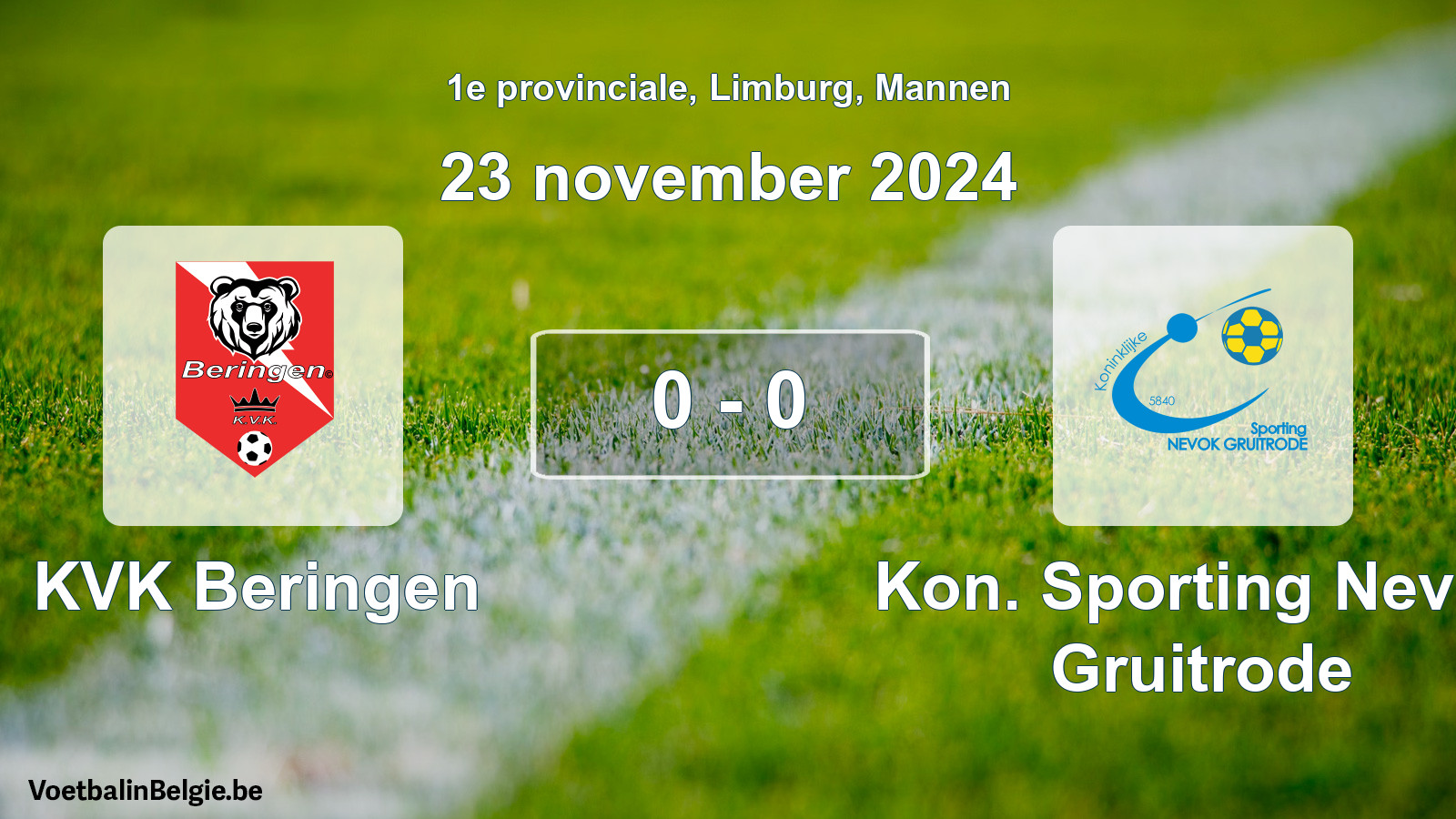 Gespeelde wedstrijd mannenvoetbal: KVK Beringen - Kon. Sporting Nevok Gruitrode 0 - 0 (23 november 2024)
