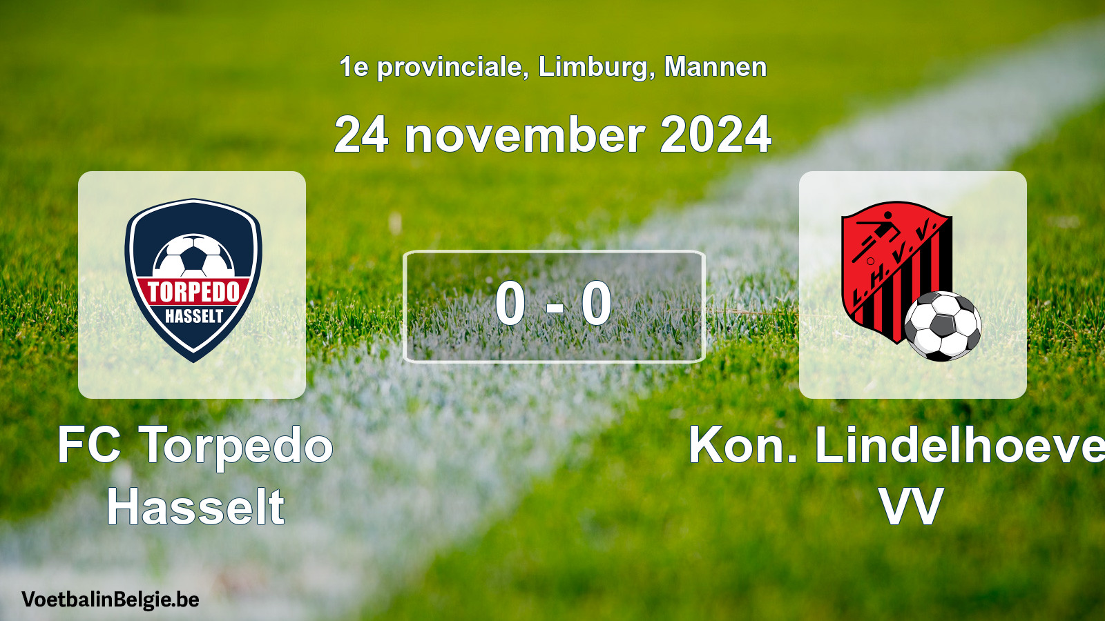 Gespeelde wedstrijd mannenvoetbal: FC Torpedo Hasselt - Kon. Lindelhoeven VV 0 - 0 (24 november 2024)