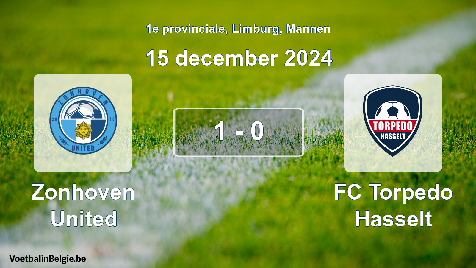 Played match men football: Zonhoven United - FC Torpedo Hasselt 1 - 0 (15 December 2024)