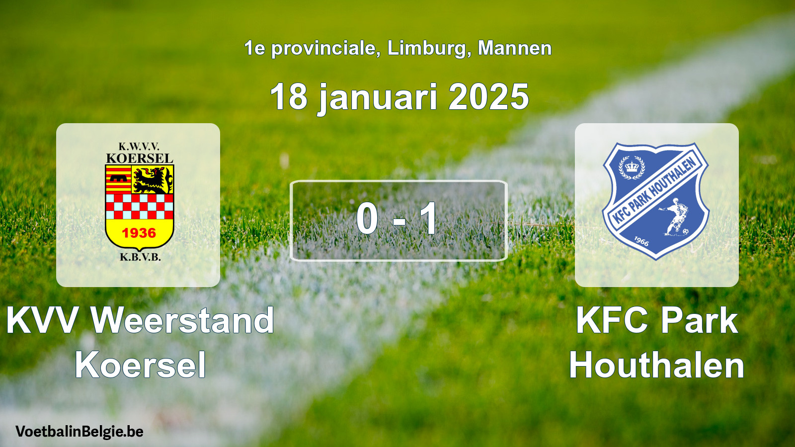 Gespeelde wedstrijd mannenvoetbal: KVV Weerstand Koersel - KFC Park Houthalen 0 - 1 (18 januari 2025)