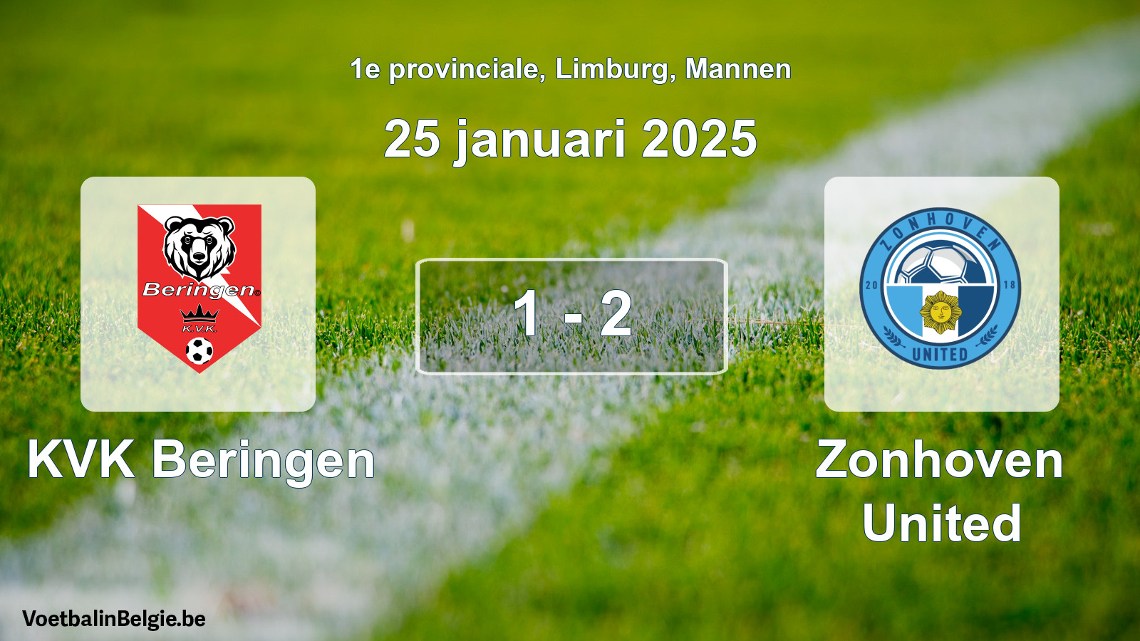 Gespeelde wedstrijd mannenvoetbal: KVK Beringen - Zonhoven United 1 - 2 (25 januari 2025)