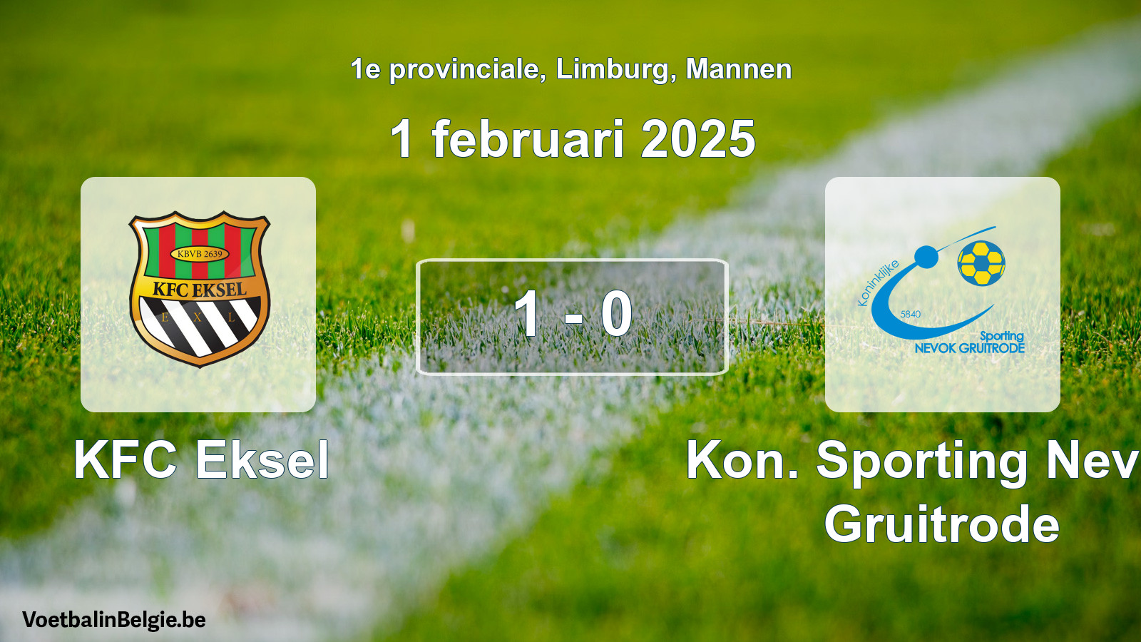 Gespeelde wedstrijd mannenvoetbal: KFC Eksel - Kon. Sporting Nevok Gruitrode 1 - 0 (1 februari 2025)
