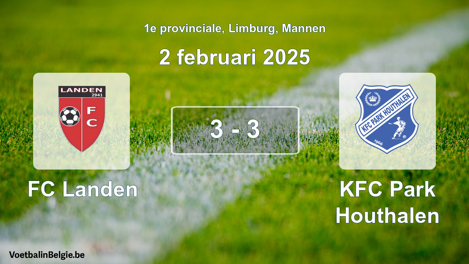 Gespeelde wedstrijd mannenvoetbal: FC Landen - KFC Park Houthalen 3 - 3 (2 februari 2025)