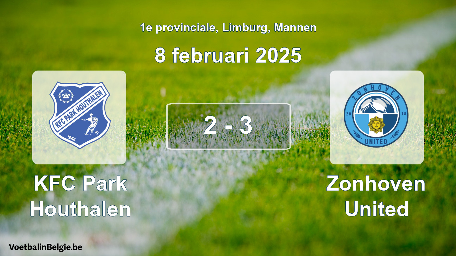 Gespeelde wedstrijd mannenvoetbal: KFC Park Houthalen - Zonhoven United 2 - 3 (8 februari 2025)
