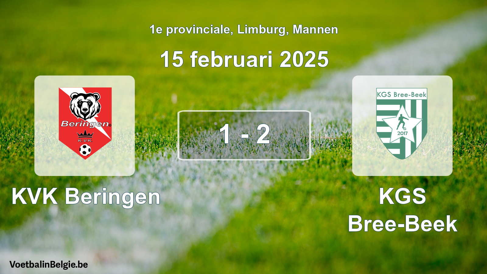 Gespeelde wedstrijd mannenvoetbal: KVK Beringen - KGS Bree-Beek 1 - 2 (15 februari 2025)