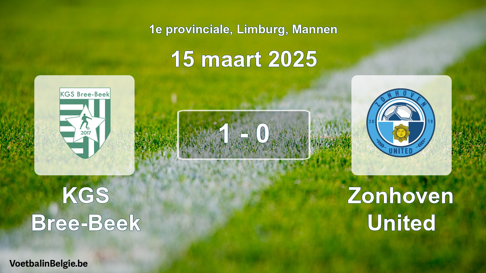 Gespeelde wedstrijd mannenvoetbal: KGS Bree-Beek - Zonhoven United 1 - 0 (15 maart 2025)
