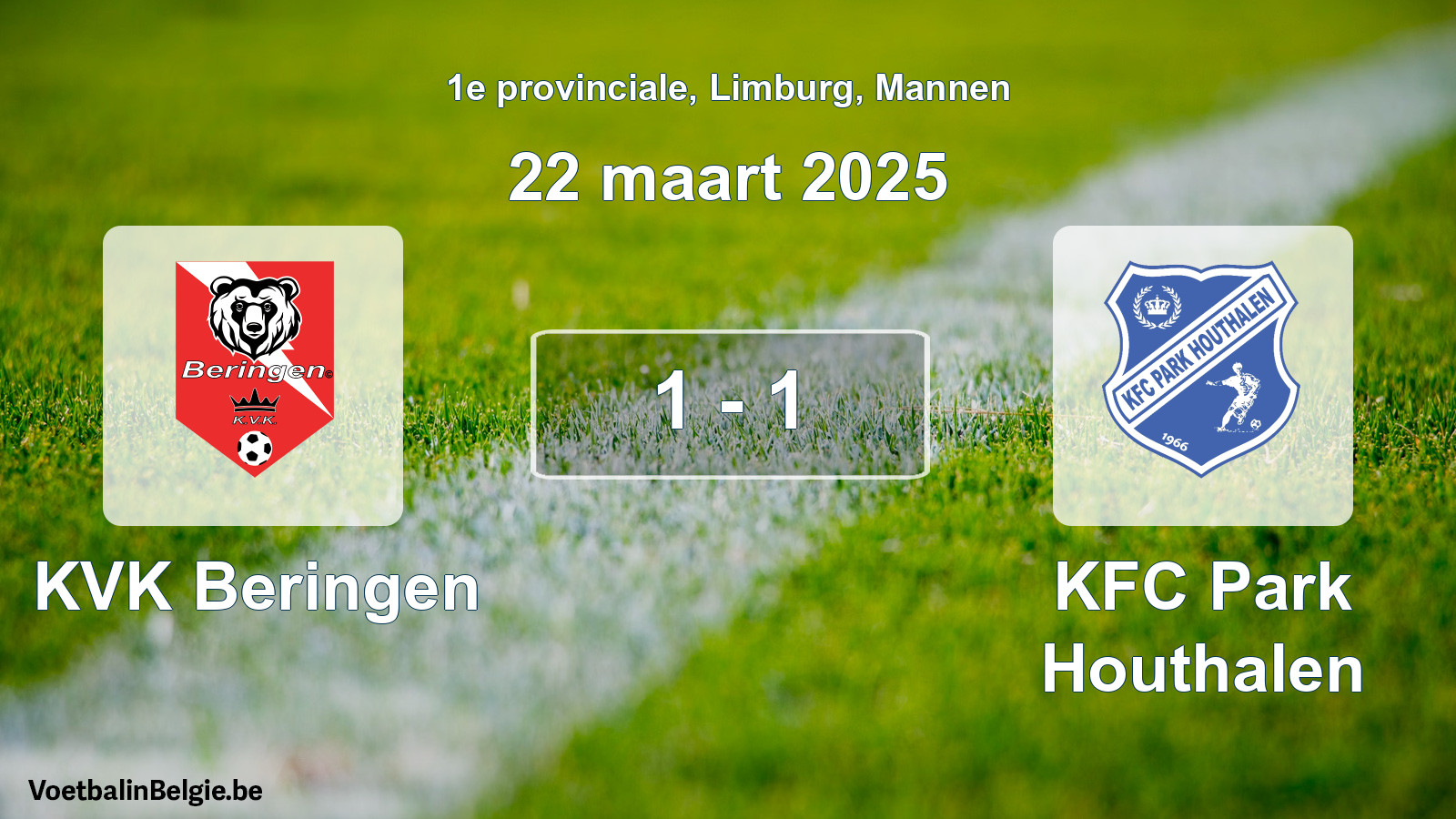 Gespieltes Spiel männer-Fußball: KVK Beringen - KFC Park Houthalen 1 - 1 (22 März 2025)