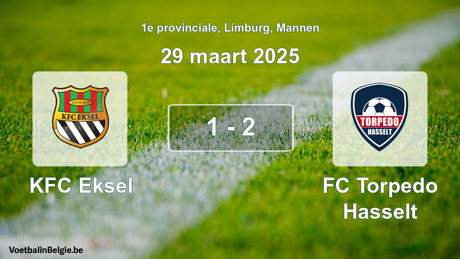 Gespeelde wedstrijd mannenvoetbal: KFC Eksel - FC Torpedo Hasselt 1 - 2 (29 maart 2025)