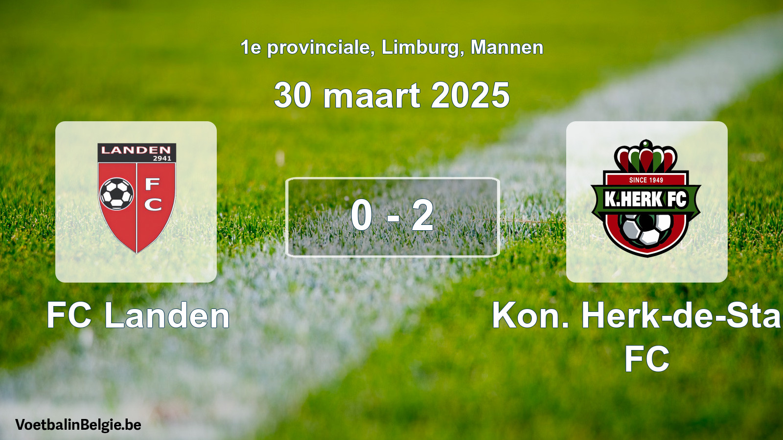 Gespeelde wedstrijd mannenvoetbal: FC Landen - Kon. Herk-de-Stad FC 0 - 2 (30 maart 2025)