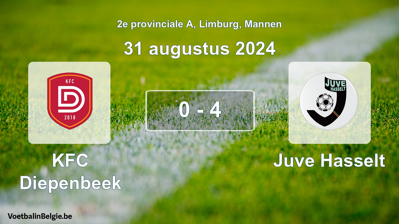 Gespeelde wedstrijd mannenvoetbal: KFC Diepenbeek - Juve Hasselt 0 - 4 (31 augustus 2024)