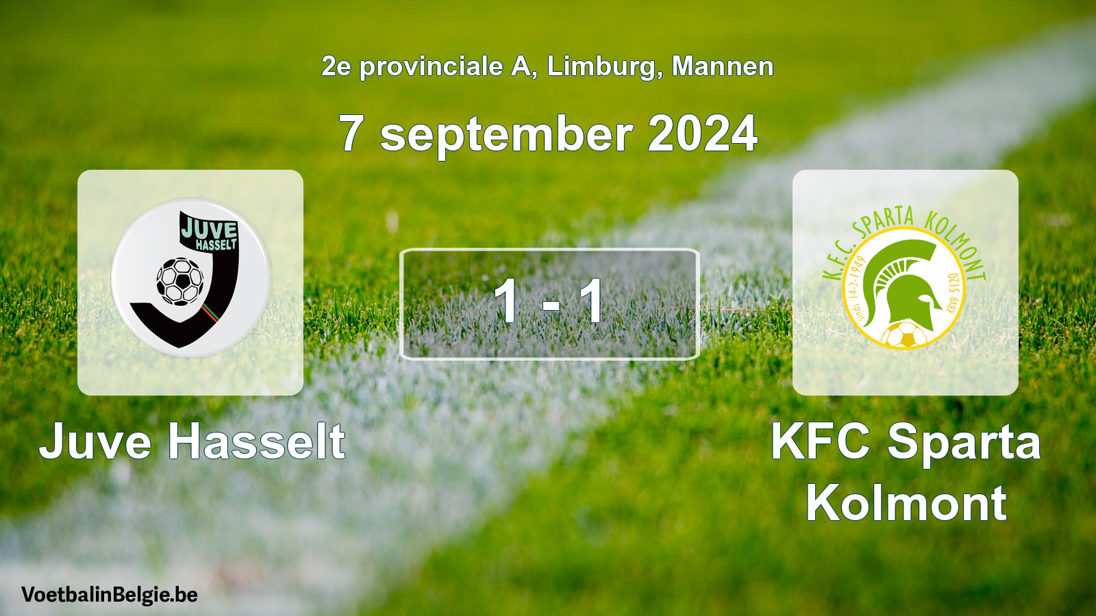 Played match men football: Juve Hasselt - KFC Sparta Kolmont 1 - 1 (7 September 2024)