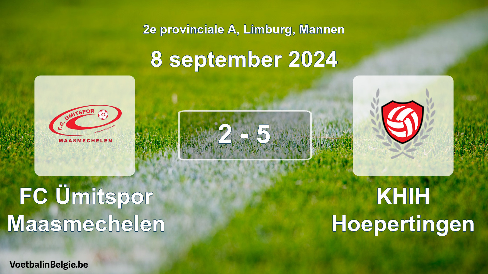 Gespeelde wedstrijd mannenvoetbal: FC Ümitspor Maasmechelen - KHIH Hoepertingen 2 - 5 (8 september 2024)