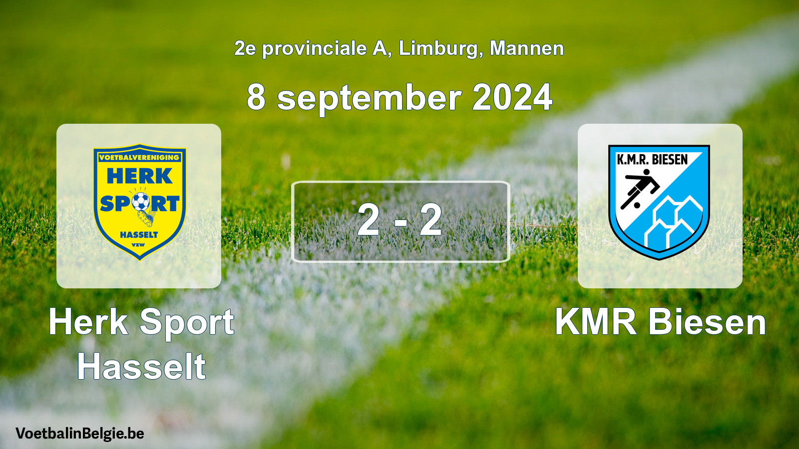 Gespeelde wedstrijd mannenvoetbal: Herk Sport Hasselt - KMR Biesen 2 - 2 (8 september 2024)