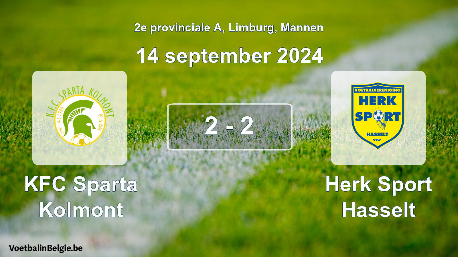 Played match men football: KFC Sparta Kolmont - Herk Sport Hasselt 2 - 2 (14 September 2024)
