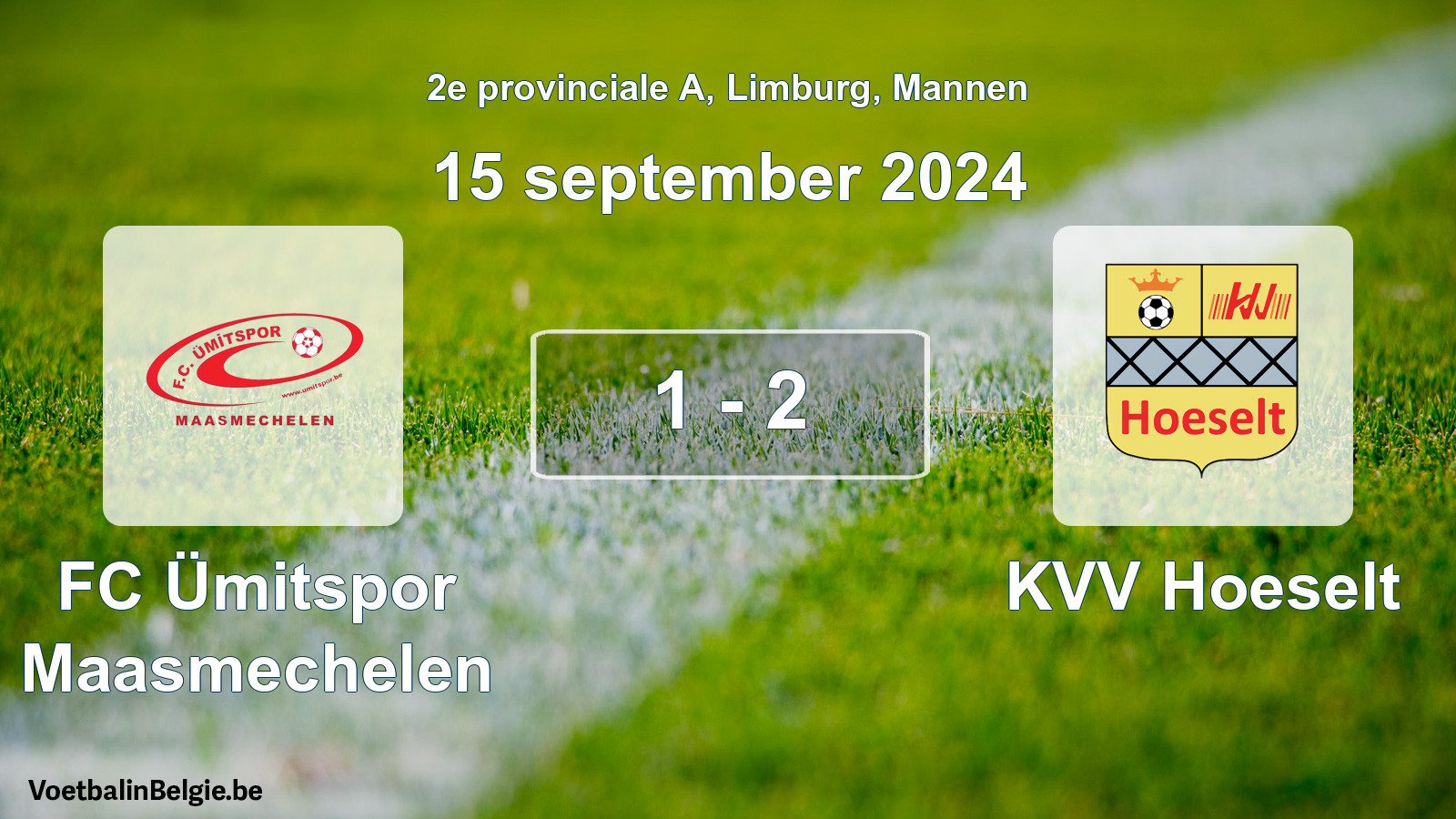 Gespeelde wedstrijd mannenvoetbal: FC Ümitspor Maasmechelen - KVV Hoeselt 1 - 2 (15 september 2024)