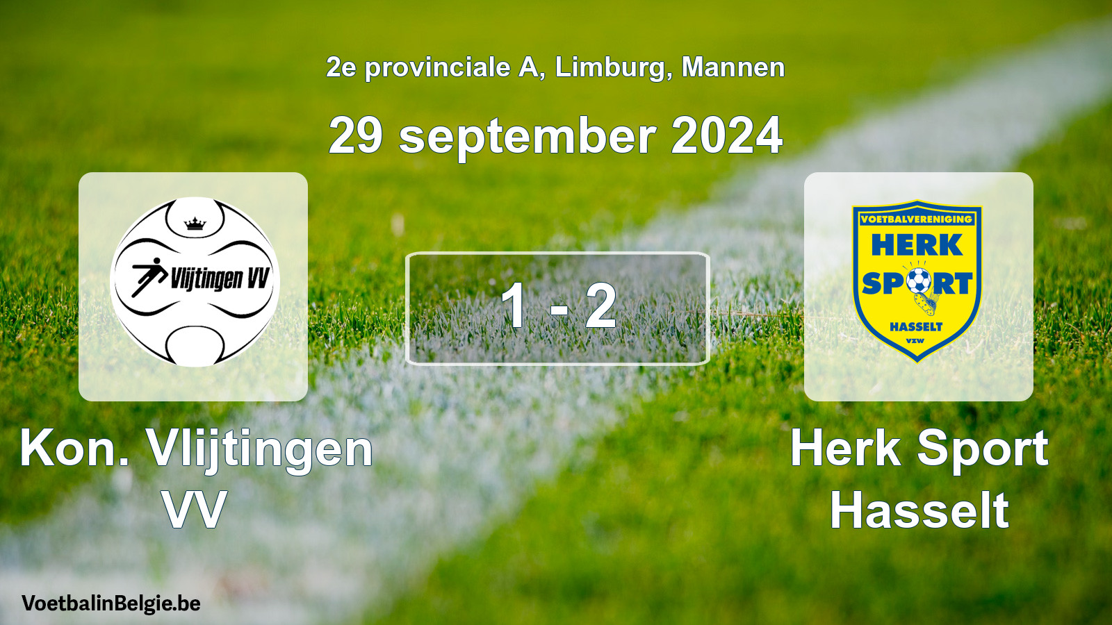 Gespeelde wedstrijd mannenvoetbal: Kon. Vlijtingen VV - Herk Sport Hasselt 1 - 2 (29 september 2024)