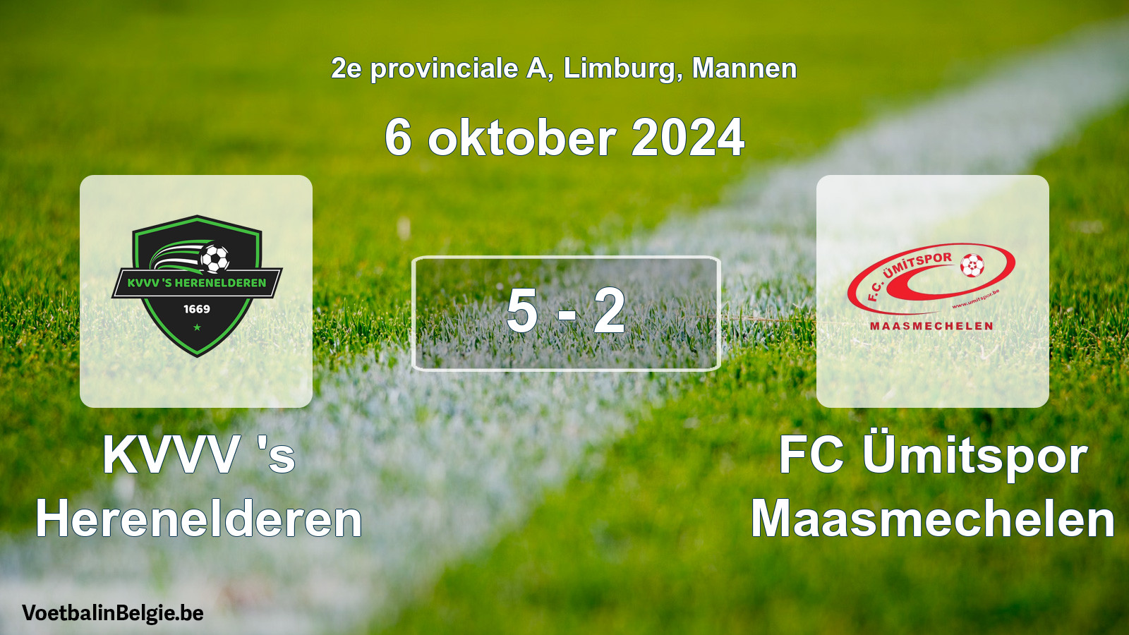 Gespeelde wedstrijd mannenvoetbal: KVVV 's Herenelderen - FC Ümitspor Maasmechelen 5 - 2 (6 oktober 2024)