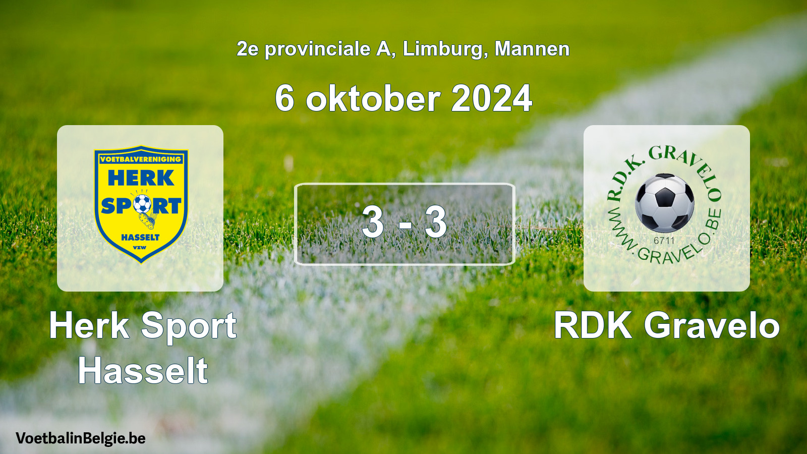 Gespeelde wedstrijd mannenvoetbal: Herk Sport Hasselt - RDK Gravelo 3 - 3 (6 oktober 2024)
