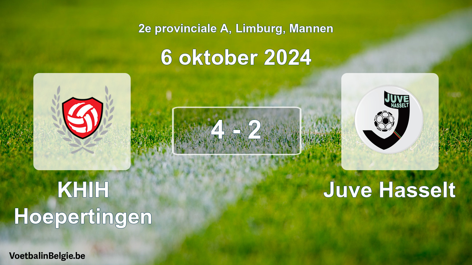 Gespeelde wedstrijd mannenvoetbal: KHIH Hoepertingen - Juve Hasselt 4 - 2 (6 oktober 2024)