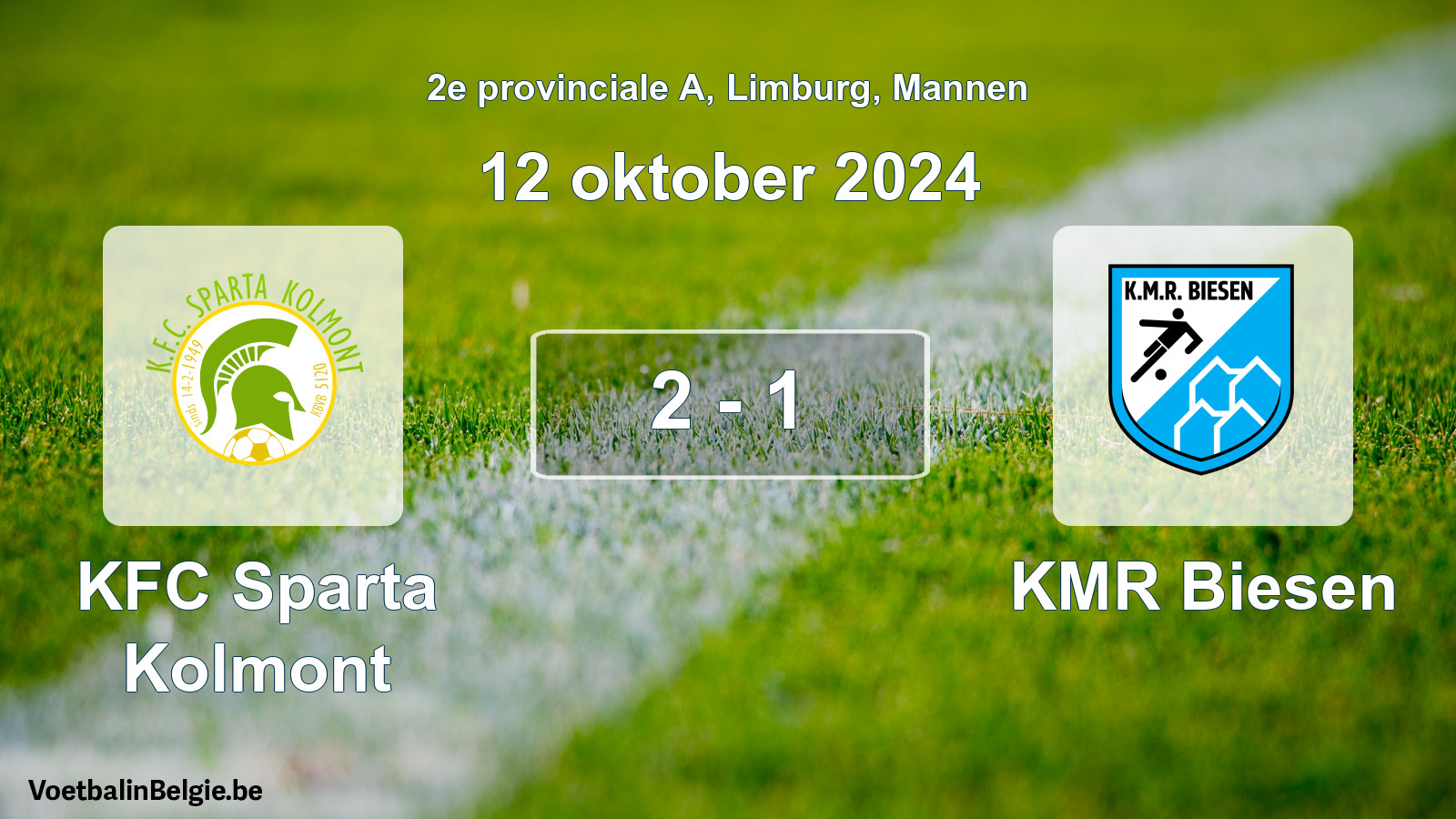 Gespeelde wedstrijd mannenvoetbal: KFC Sparta Kolmont - KMR Biesen 2 - 1 (12 oktober 2024)