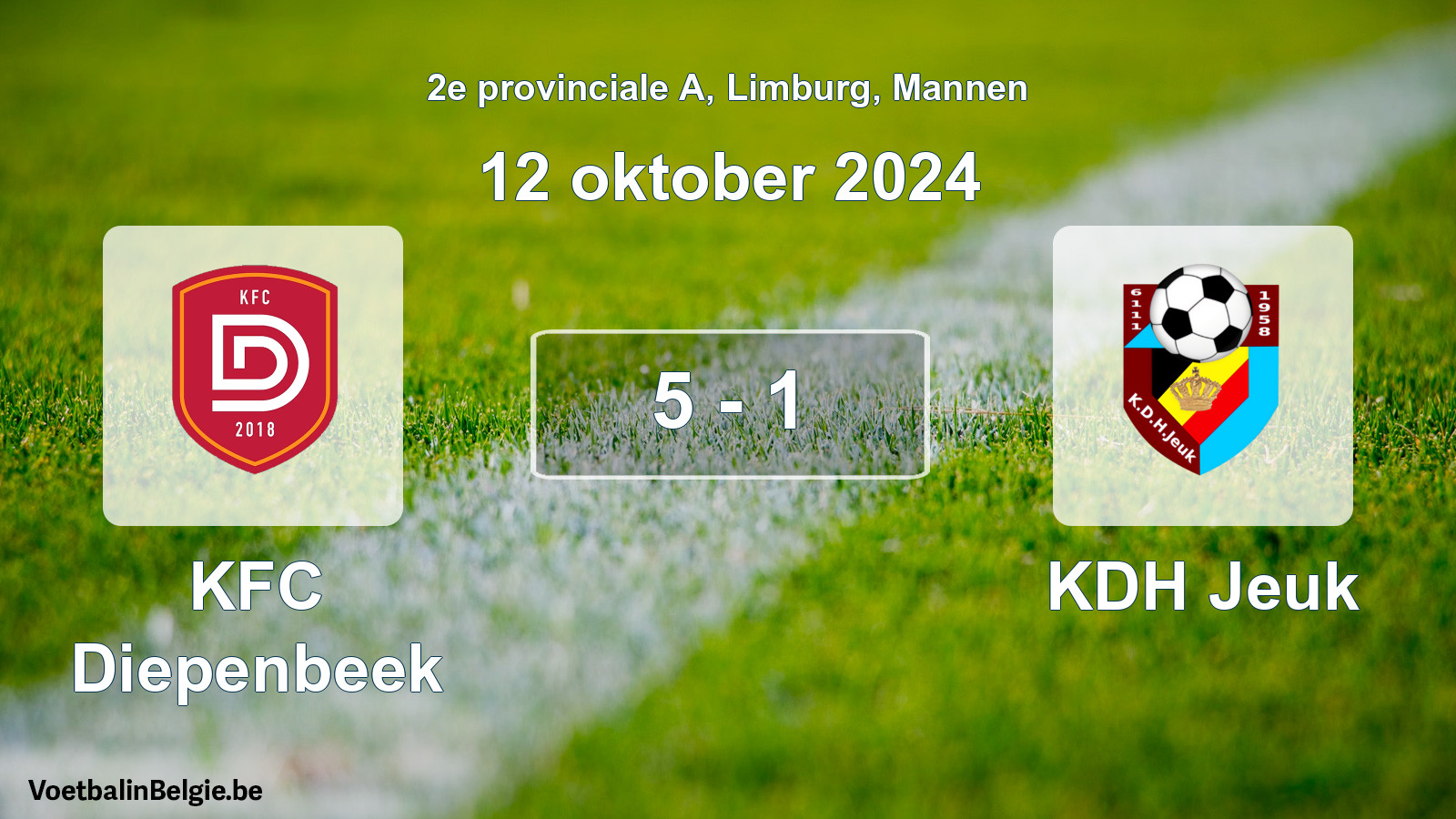 Gespeelde wedstrijd mannenvoetbal: KFC Diepenbeek - KDH Jeuk 5 - 1 (12 oktober 2024)