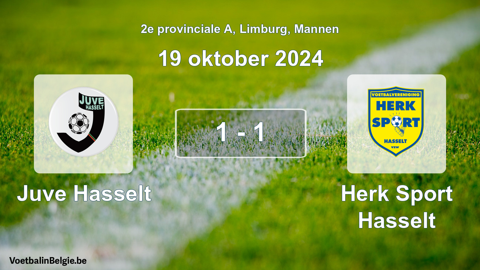 Gespeelde wedstrijd mannenvoetbal: Juve Hasselt - Herk Sport Hasselt 1 - 1 (19 oktober 2024)