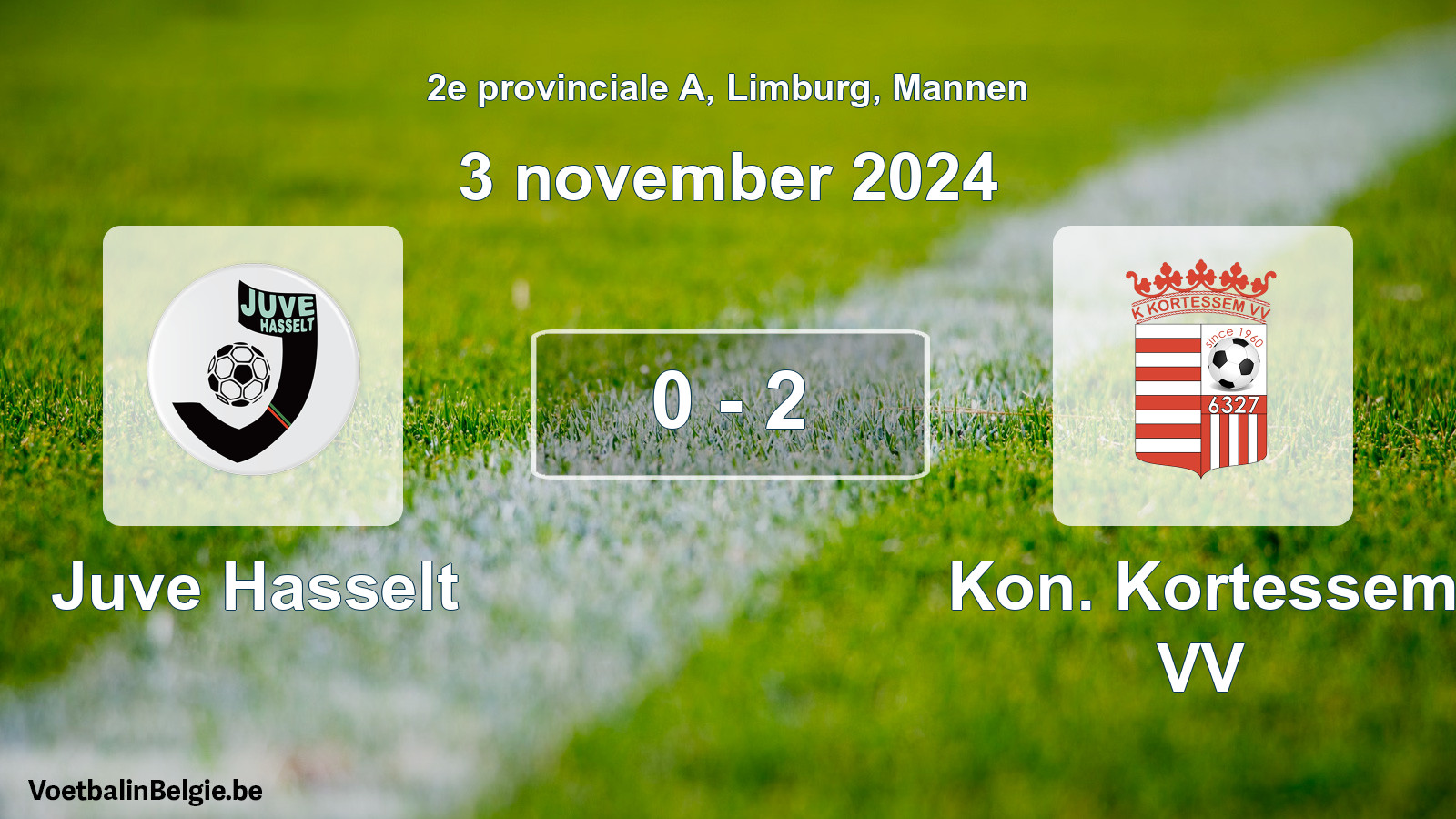 Played match men football: Juve Hasselt - Kon. Kortessem VV 0 - 2 (3 November 2024)