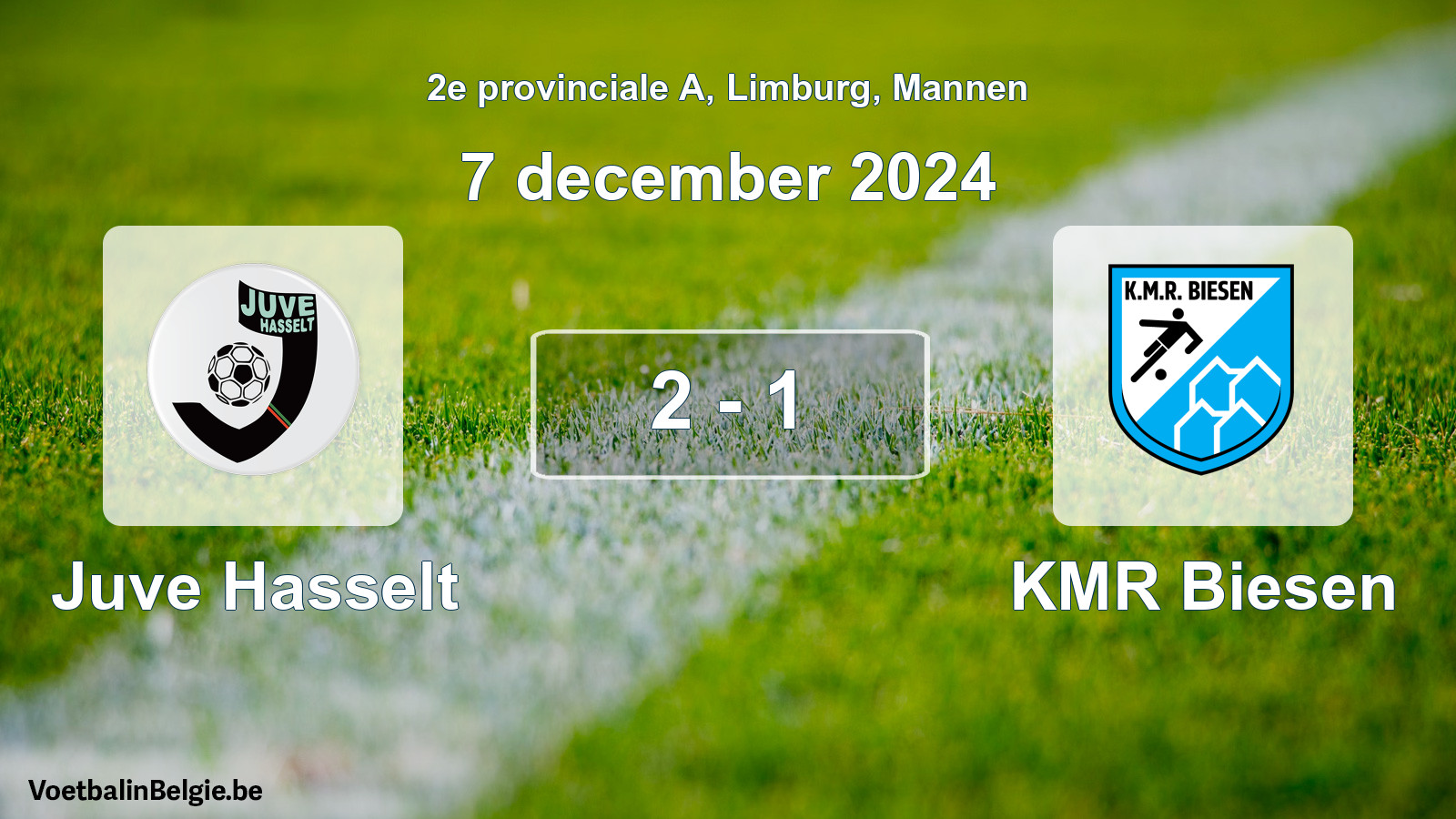 Gespeelde wedstrijd mannenvoetbal: Juve Hasselt - KMR Biesen 2 - 1 (7 december 2024)