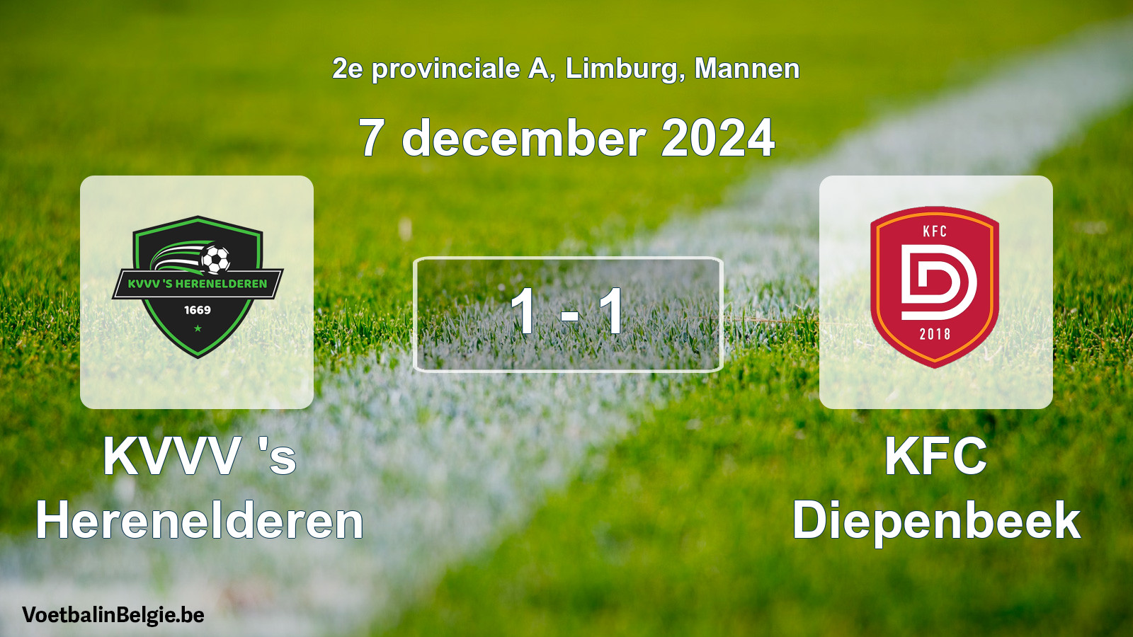 Played match men football: KVVV 's Herenelderen - KFC Diepenbeek 1 - 1 (7 December 2024)