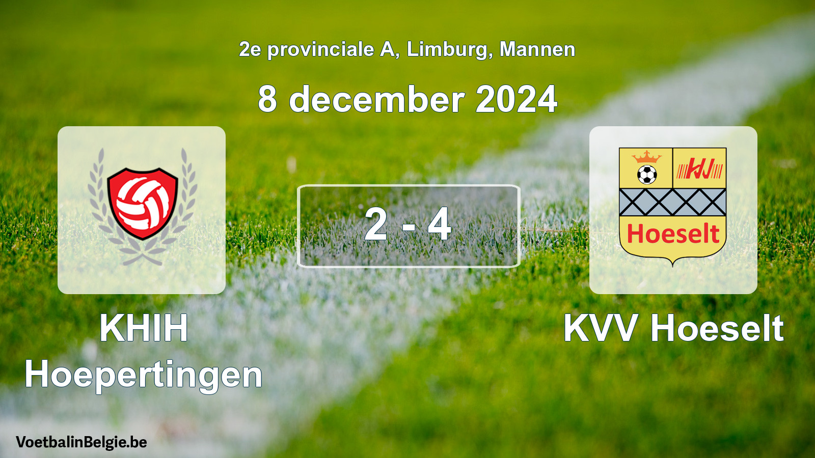 Gespeelde wedstrijd mannenvoetbal: KHIH Hoepertingen - KVV Hoeselt 2 - 4 (8 december 2024)