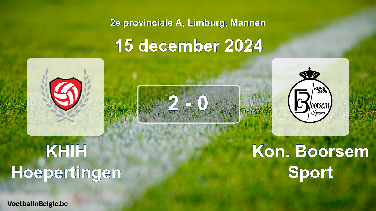 Gespeelde wedstrijd mannenvoetbal: KHIH Hoepertingen - Kon. Boorsem Sport 2 - 0 (15 december 2024)